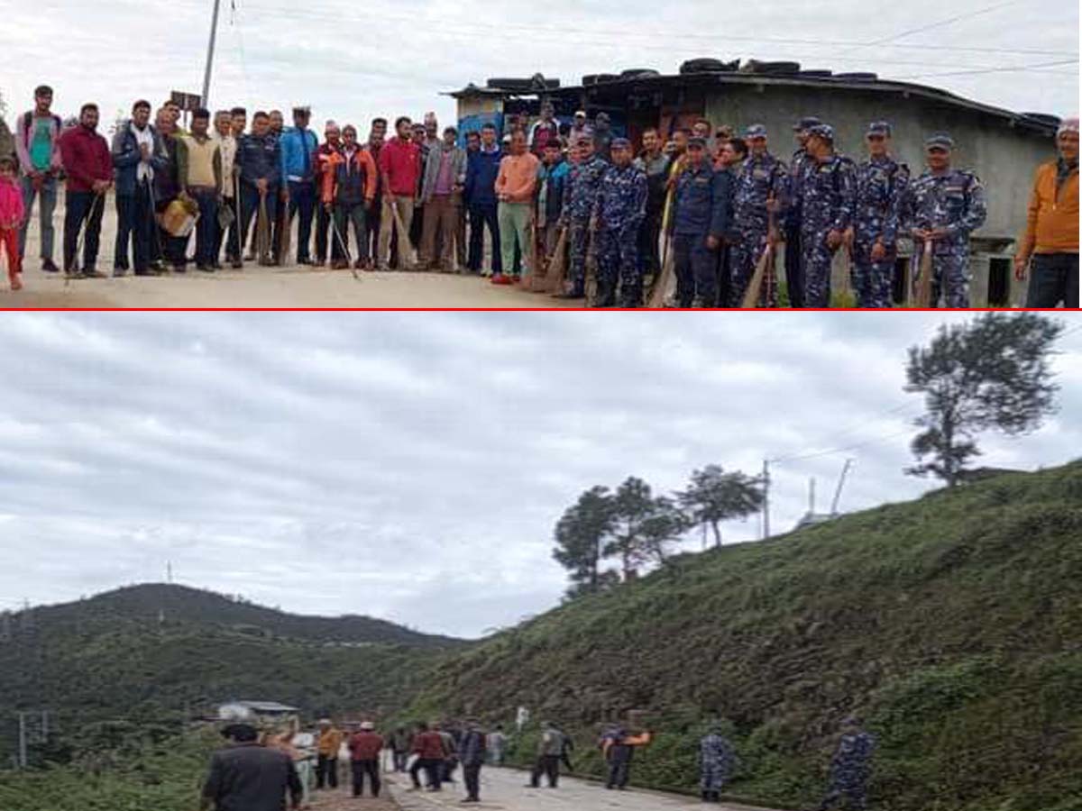 संविधान दिवसको अवसरमा बैतडीको खोड्पे बजारमा सरसफाइ 